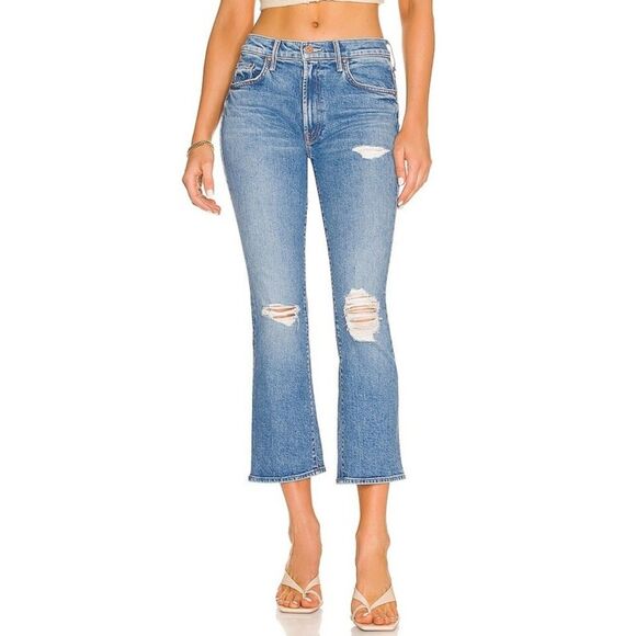 Mother The Insider Ankle Mid Rise Flare Jean Bloom And Doom Distressed Size 29 - Picture 1 of 8